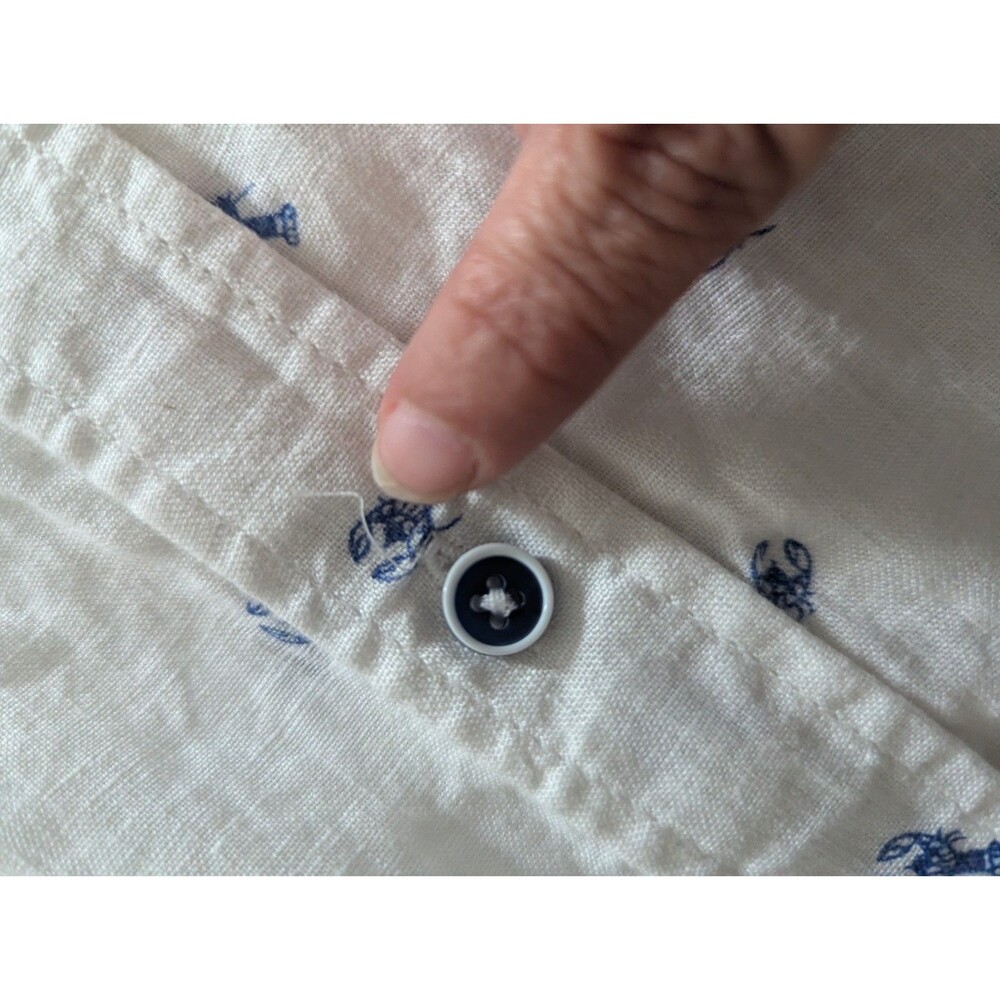 Report Collection Resort Linen Shirt Mens XL SS Button Down Nautical Lobster - Picture 5 of 9